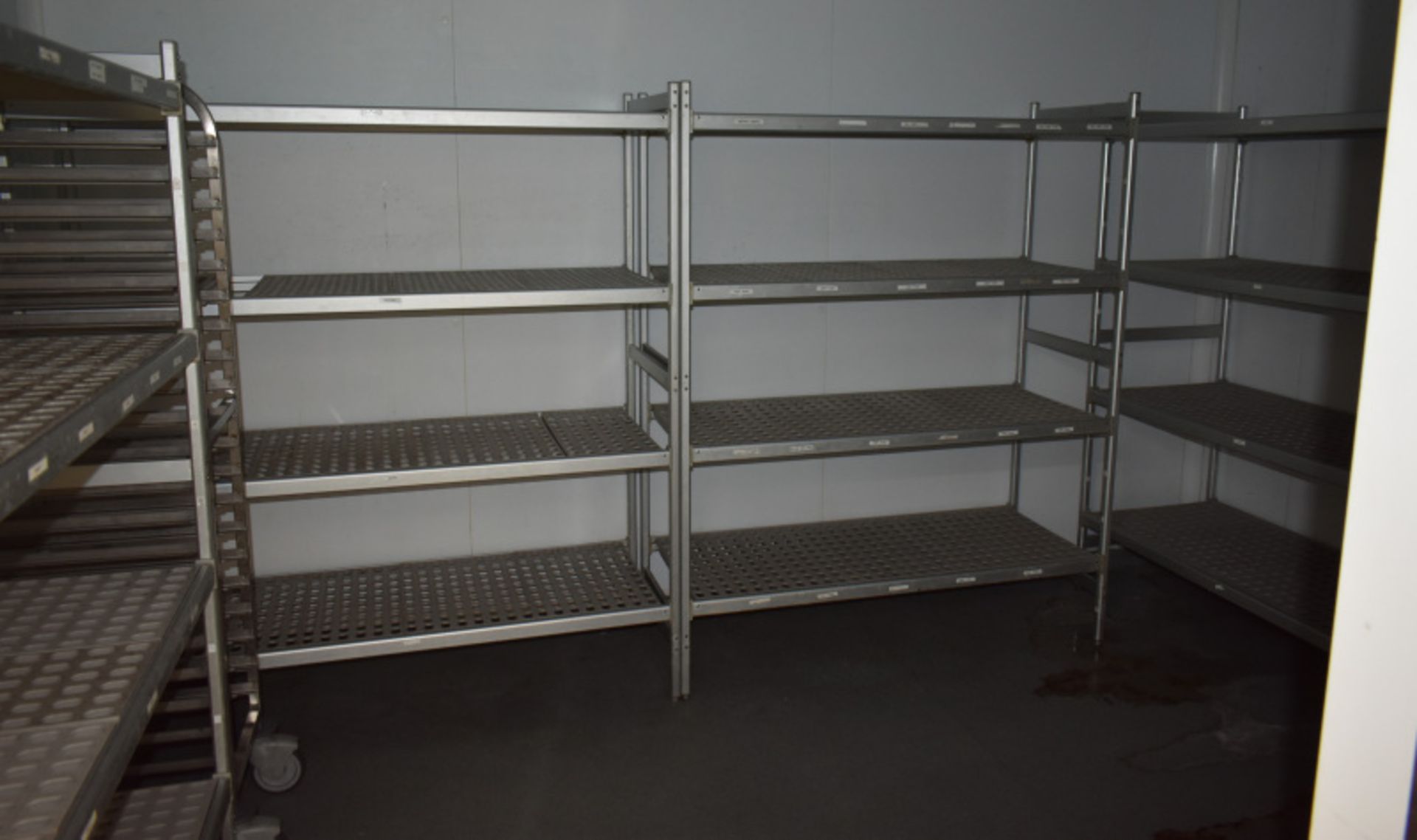 5 x Various sized 4 tier kitchen racking. 3 x Four tier kitchen racking L 1570mm x W 580mm