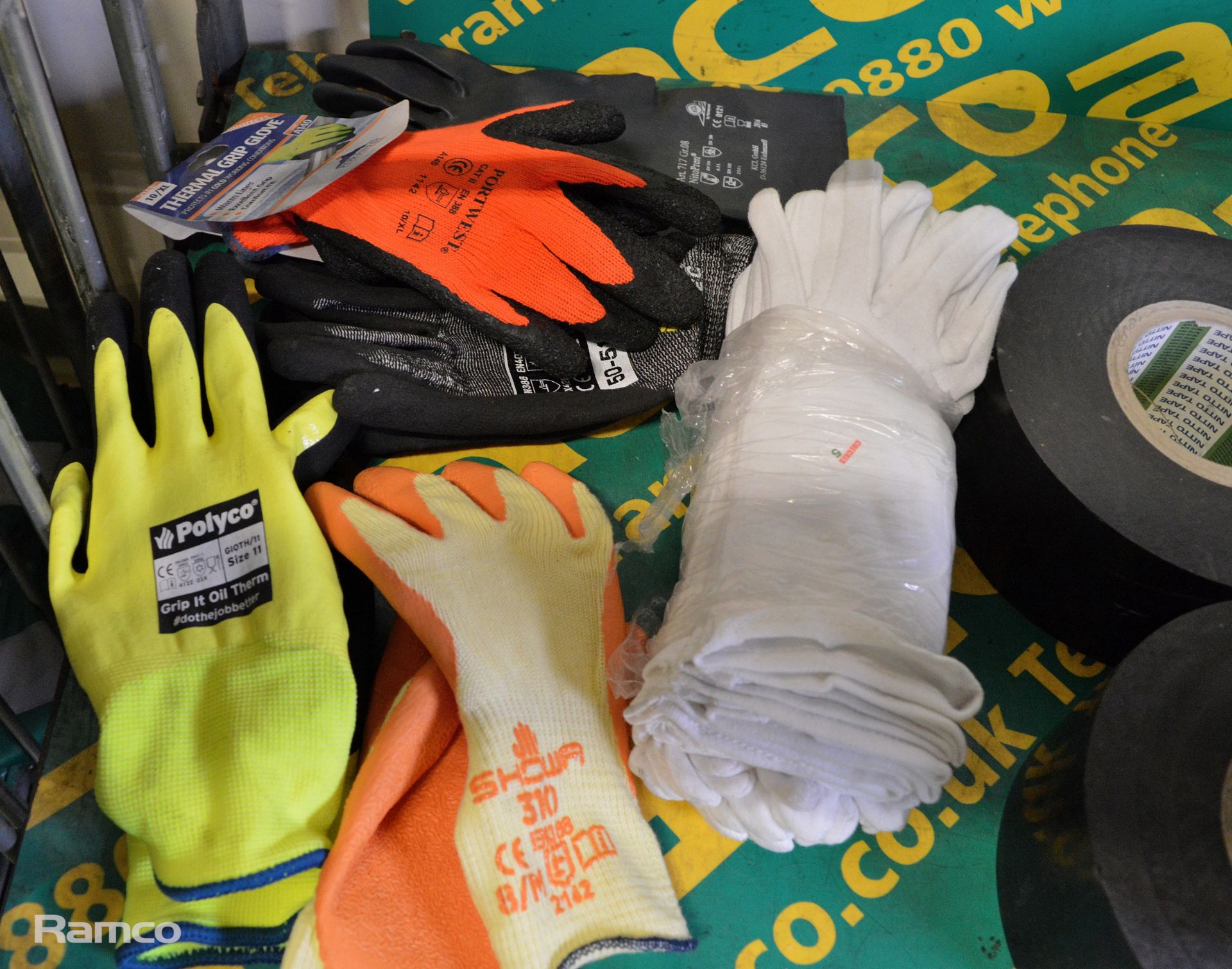 3x Nitto Tape rolls, 5x Teroson VR20 pretreatment, Permaplugs, various work gloves - Image 2 of 6