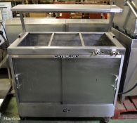 Caterlux Apollo Mobile Hot Cupboard with 3 bain maries - L 1090mm x D 600mm x H 1280mm. No