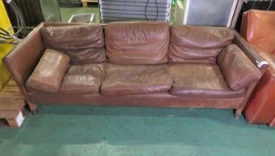 3 Seat Brown Leather Sofa L 2200mm x W 820mm x H 650mm