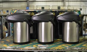 3x Stainless Steel Airpots - 2.5Litre