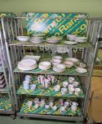 4 shelves of Various crockery - plates, cups, saucers, mugs