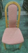 6x Dining Chairs With Pink Fabric Upholstery