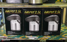 3x Stainless Steel Airpots - 2.5Litre