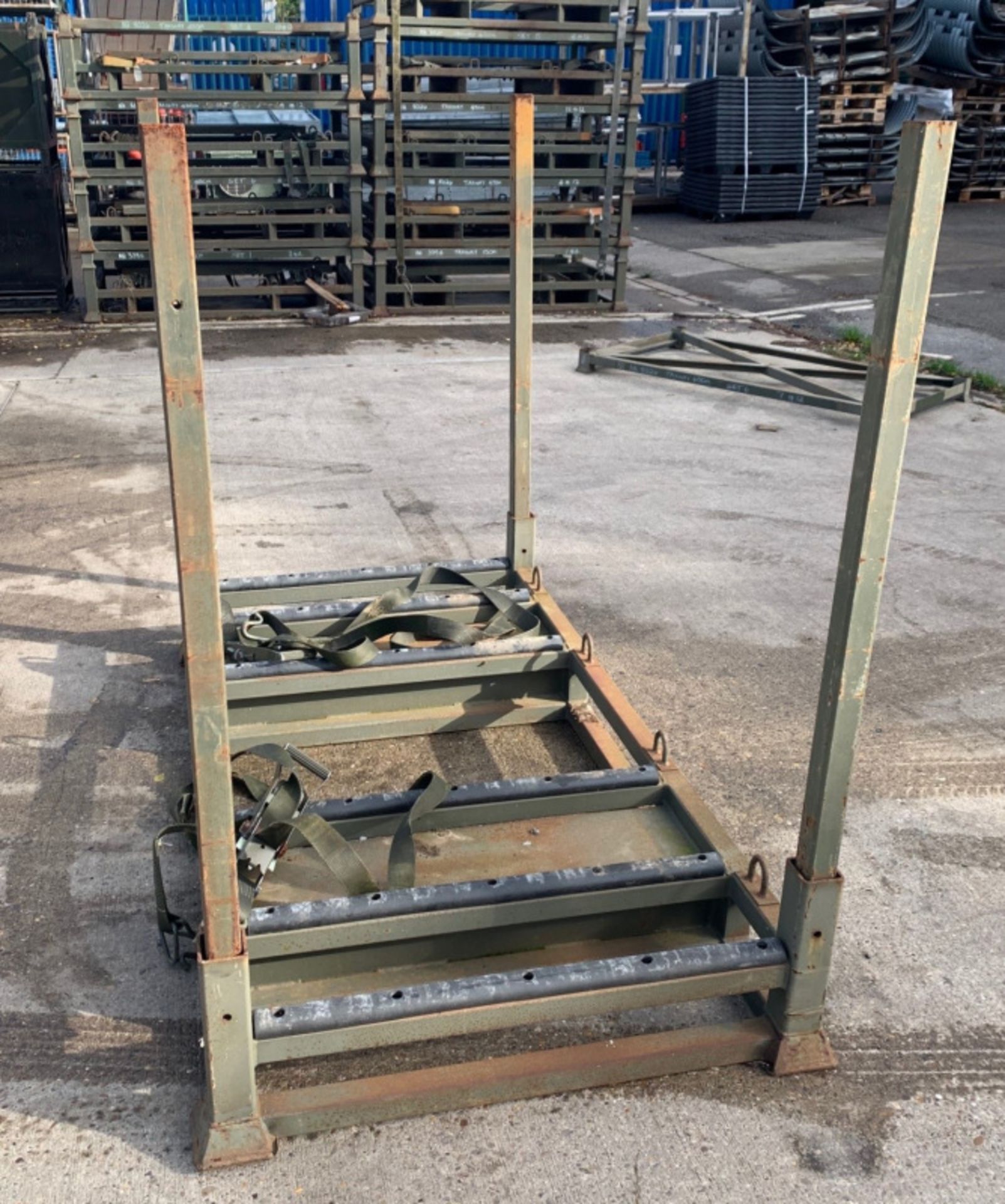 Ex-MOD 6' x 3' Stillages with c/w straps, posts and top - Image 2 of 7