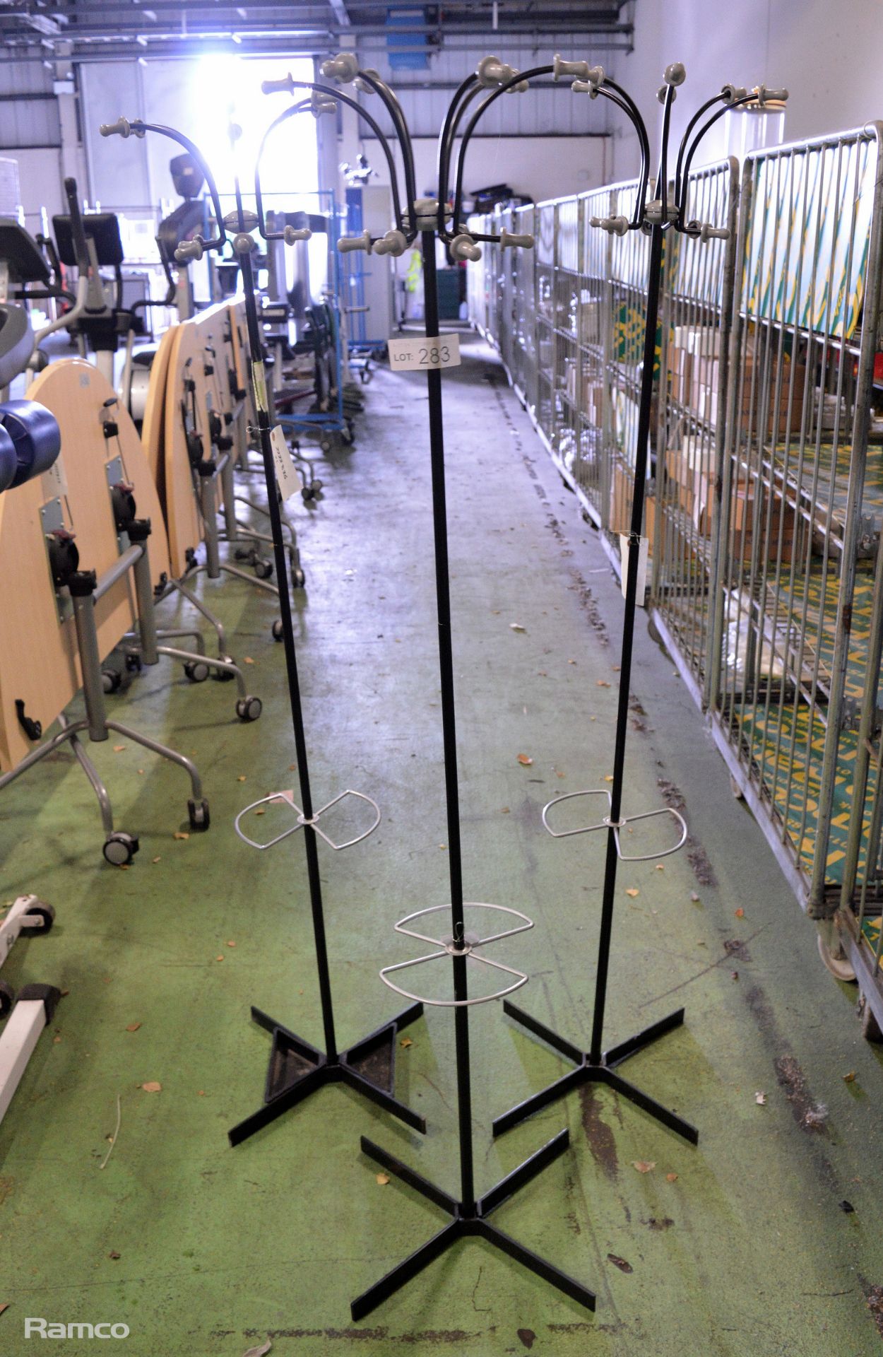 3x Black Metal Coat Stands L 500mm x W 500mm x H 1670mm