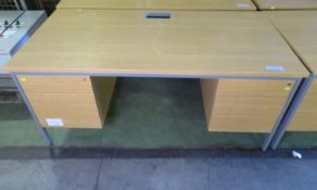 Light Wood Twin Pedestal Office Desk L 1600mm x W 800mm x H 730mm