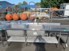Stainless Steel Double Sink Unit - W2400 x D700x H1860mm