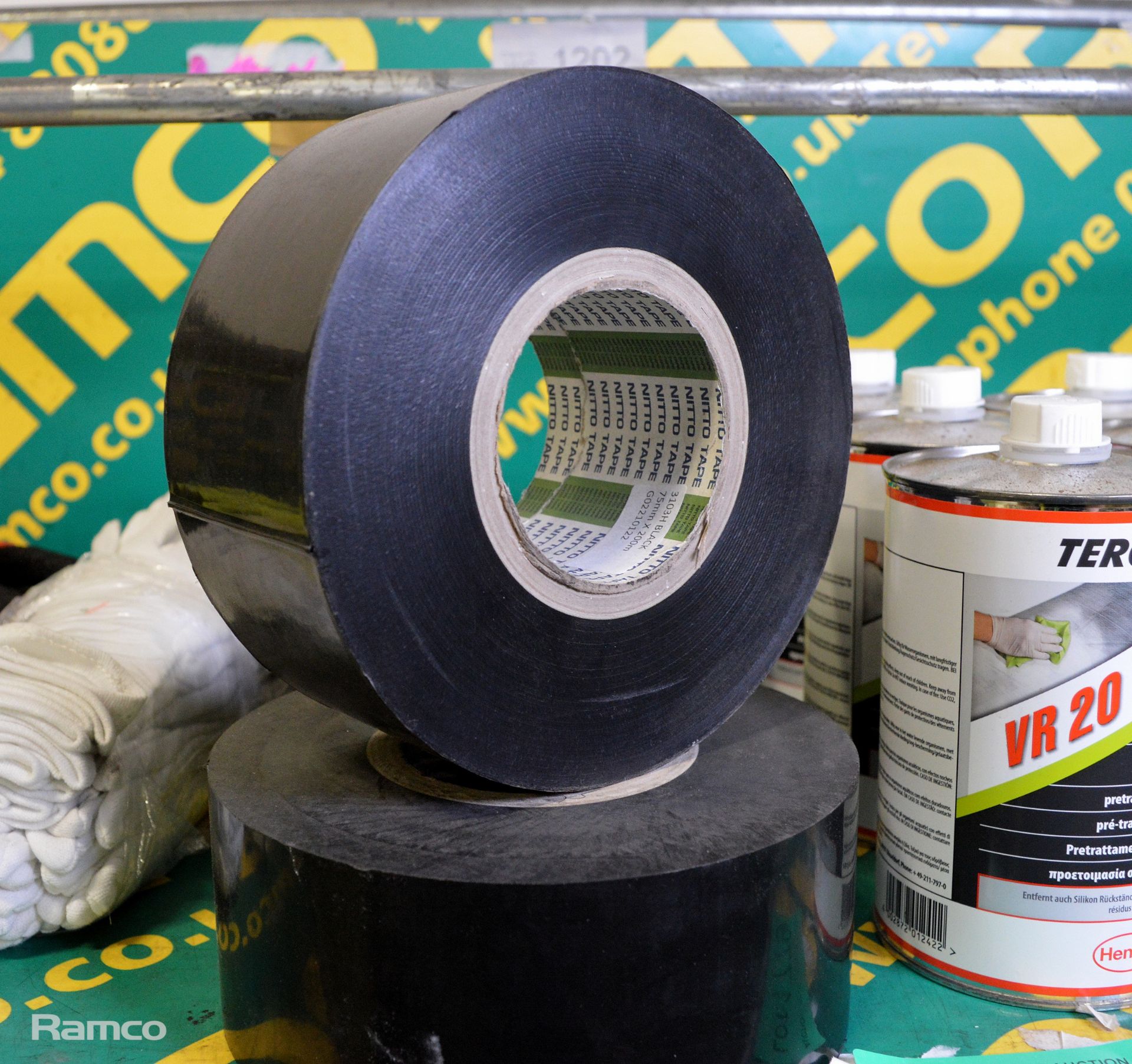 3x Nitto Tape rolls, 5x Teroson VR20 pretreatment, Permaplugs, various work gloves - Image 3 of 6