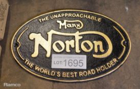 Manx Norton cast sign