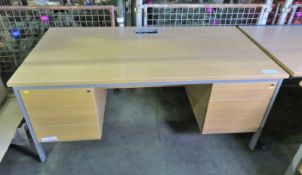 Light Wood Twin Pedestal Office Desk L 1600mm x W 800mm x H 730mm