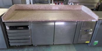 Tefcold 2 door/6 Drawer Refrigerated Counter Unit on wheels (missing drawer) - L2030 x D80