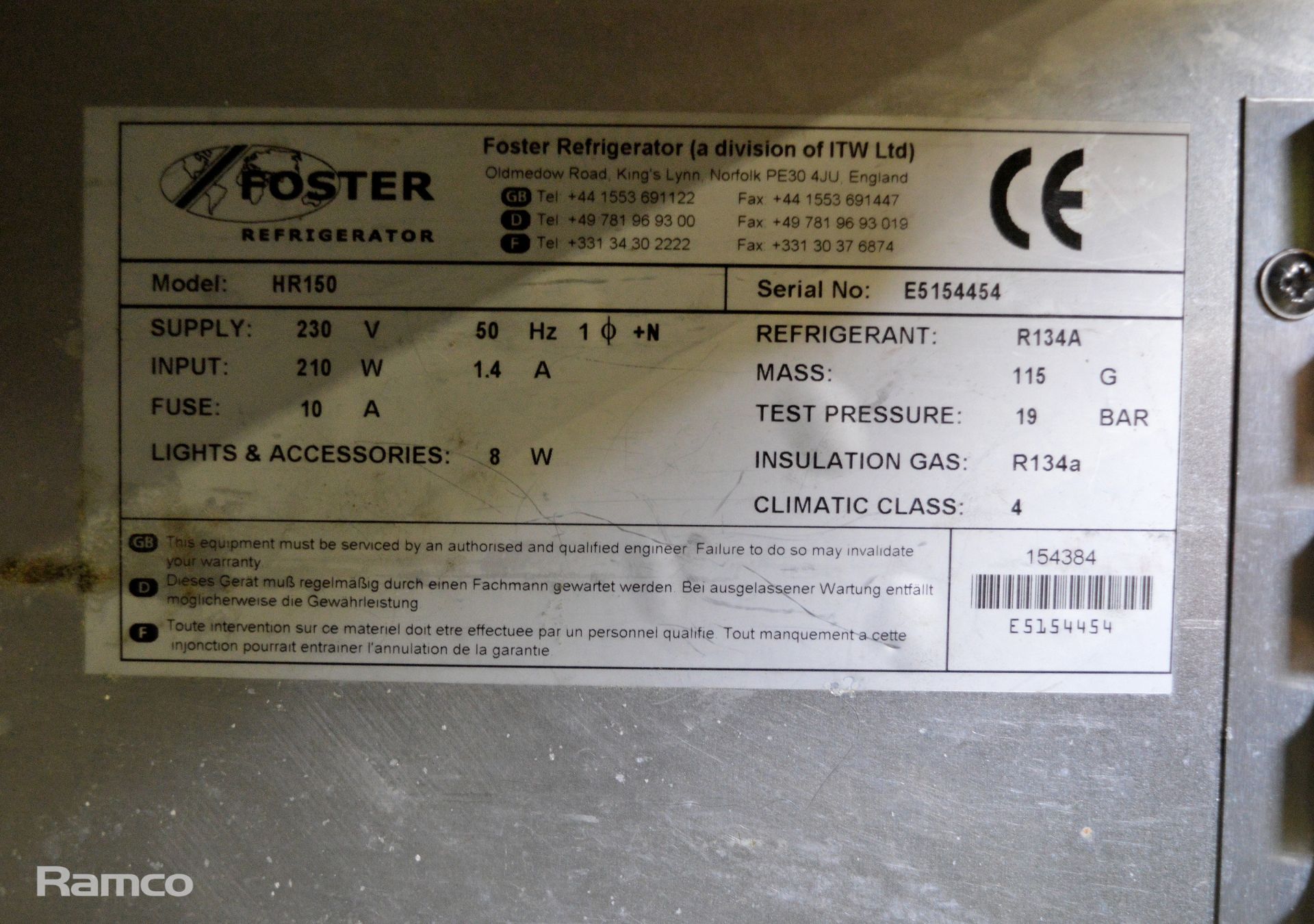 Foster HR150 Cold Drinks Fridge - L600 x W680 x H820mm - Image 4 of 6