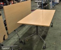2x Light Wood Effect fold up tables L 600mm x W 800mm x H 700mm