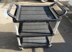 Rubbermaid 3 tier shelf mobile trolley