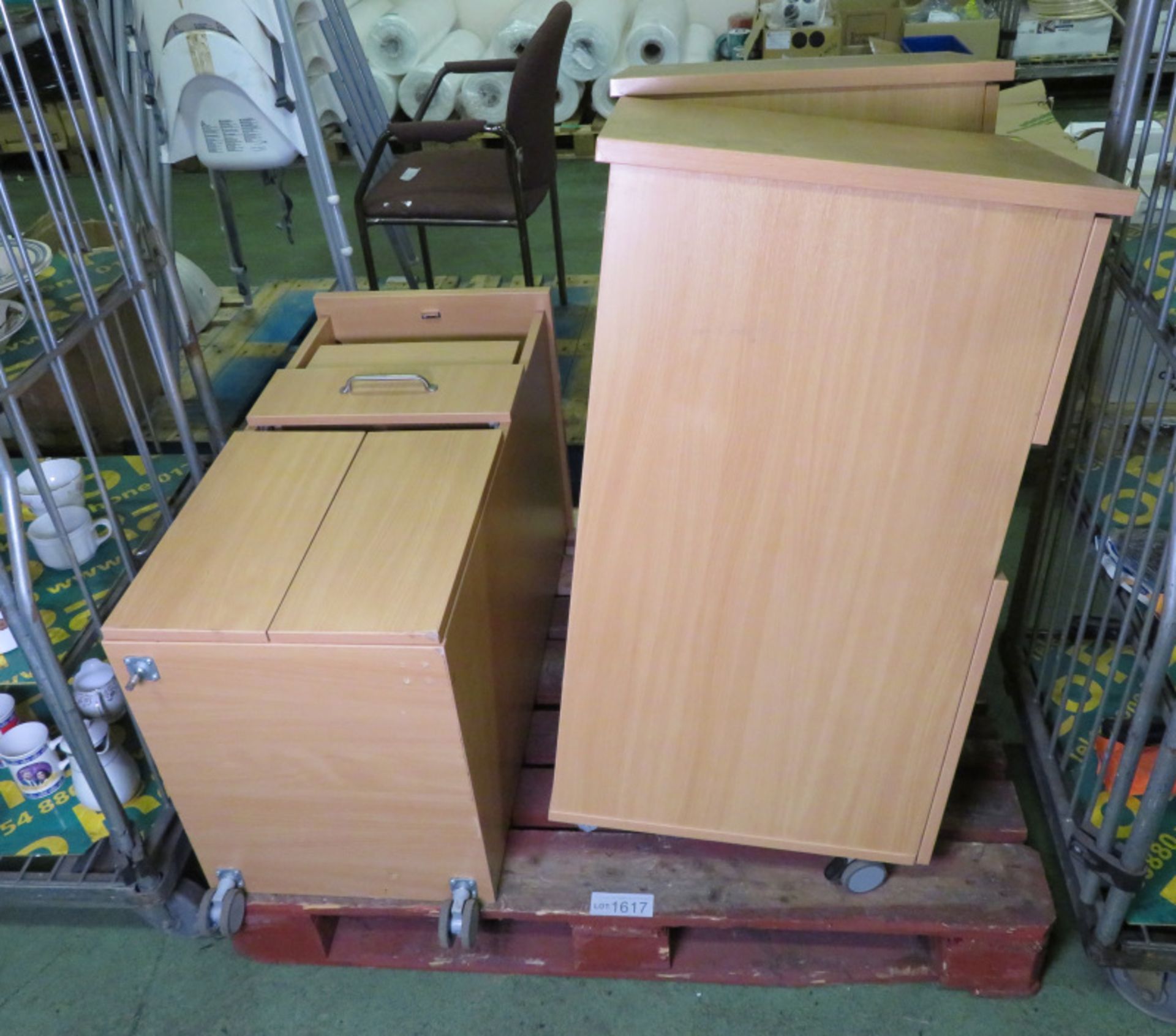 3x Bed Side Cabinets - W 450mm x D 550mm x H 980mm - missing castors