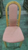 6x Dining Chairs With Pink Fabric Upholstery