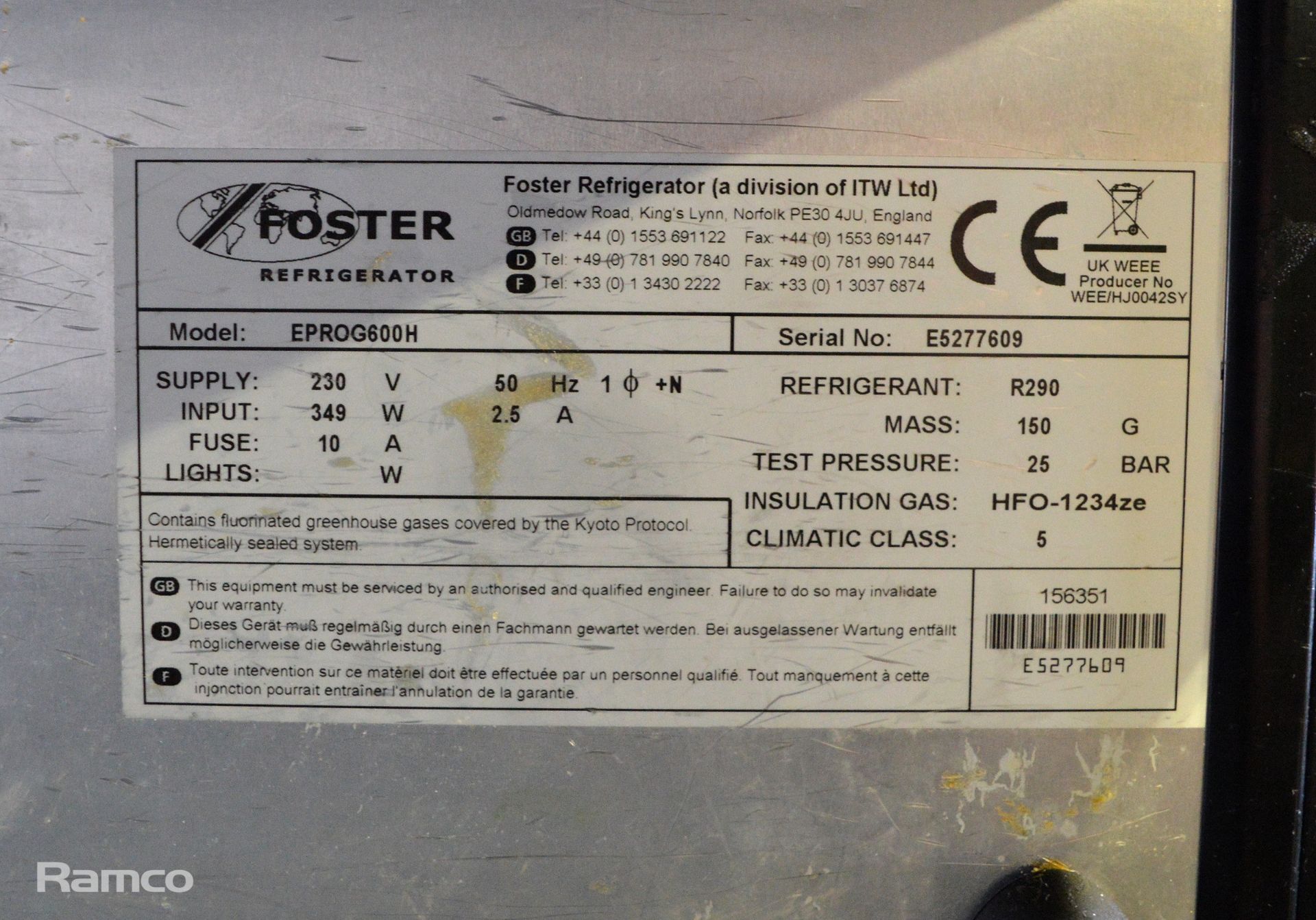 Foster EPROG600H Upright Fridge - L700 x W820 x H2060mm - Image 4 of 5