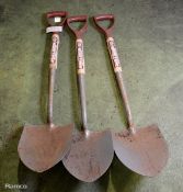 3x Spear & Jackson round shovels