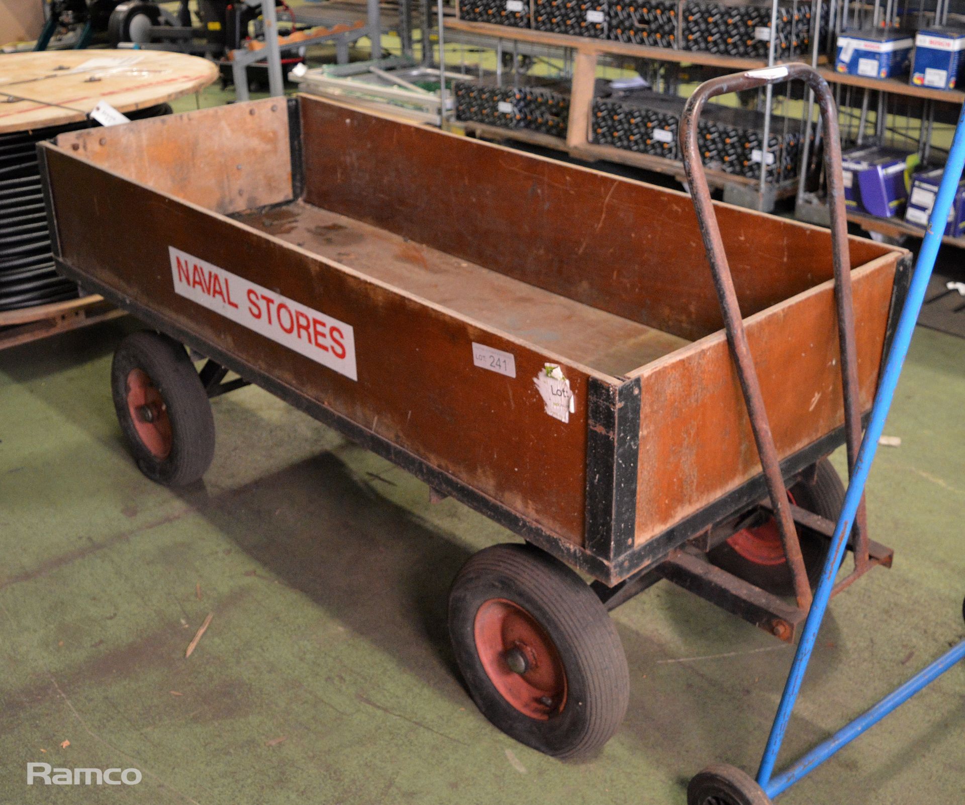 4 wheeled 4 wooden sided trolley - 2000mm (overall) x 750mm