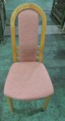 6x Dining Chairs With Pink Fabric Upholstery