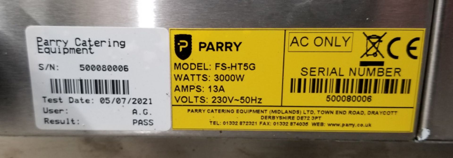 Parry Flexi- Serve Hot Cupboard - Model FS-HT5G - L1830 x W700 x H1420 - PLEASE SEE PICTUR - Image 10 of 16