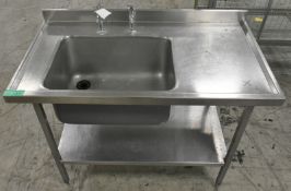 Catering Sink Unit with Bottom Shelf - L1230 x W700 x H920mm