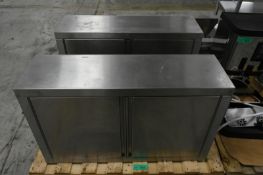 2x Stainless Steel Double Door Cabinets - L1000 x W300 x H600