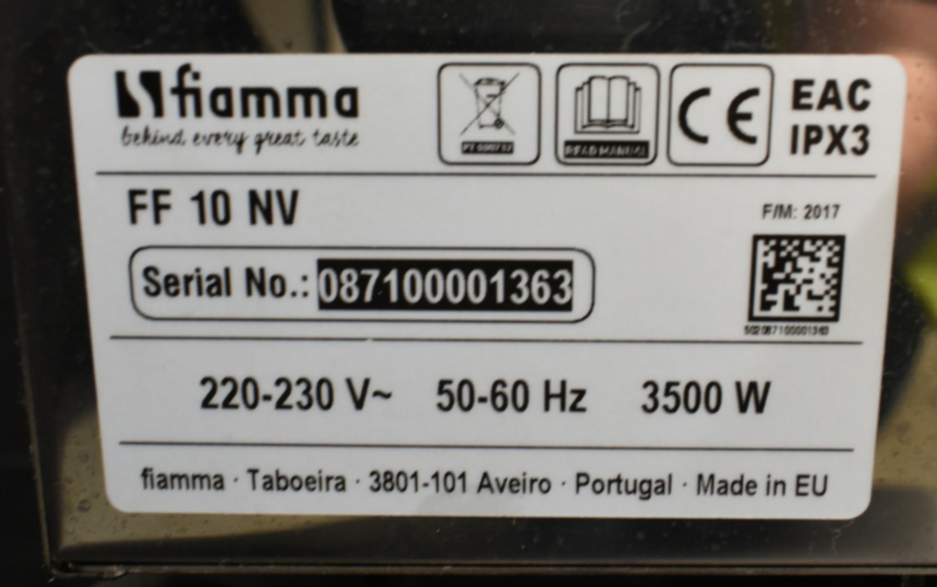 Fiamma 7Ltr Single Fryer - 3 Phase Electric - Model FF10NV Serial No. 08710001363 - L270 x - Image 3 of 10