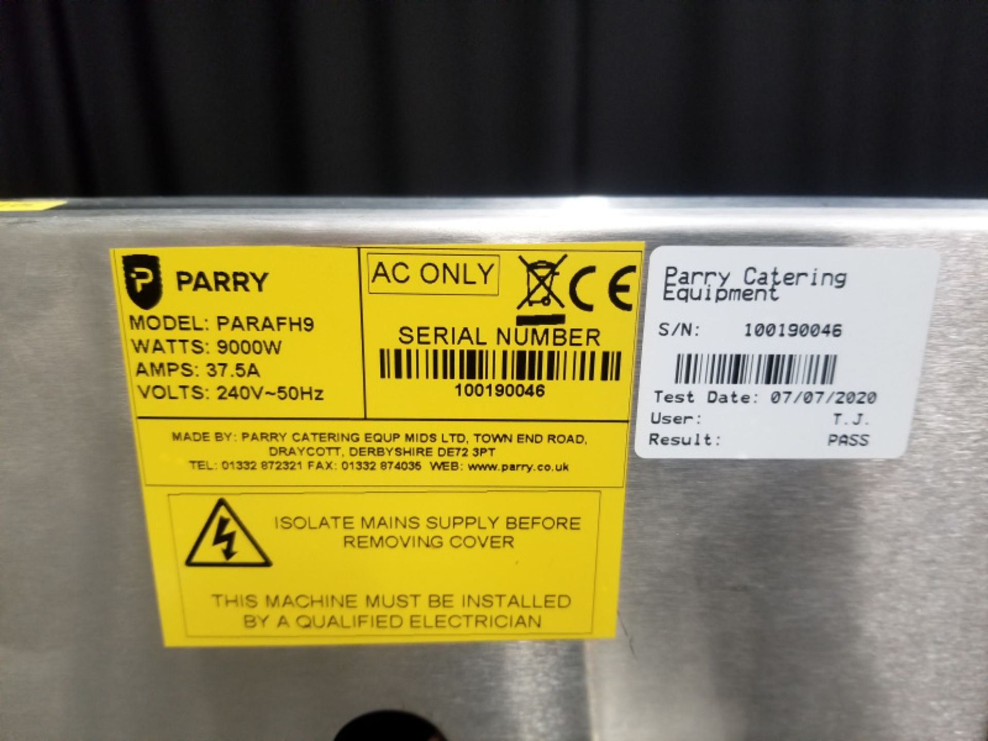 Parry Paragon Double Pedestal Fryer Models NPDPF9 & PARAFH9 Serial No.s100070508 & 1001900 - Image 12 of 15