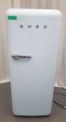 Smeg Retro Pastel Blue Fridge - Model FAB28QA1 with small freezer compartment - 600 x 1510