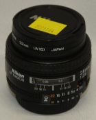 Nikon AF Nikkor 28mm 1:2.8 Lens - Serial No. - 349625 - with HOYA 52mm UV(O) Filter