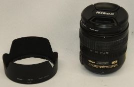 Nikon DX AF-S 18-70mm 1:3.5-4.5G ED Lens with Jessops Ultra Violet 67mm Filter and Nikon HB-32 Hood