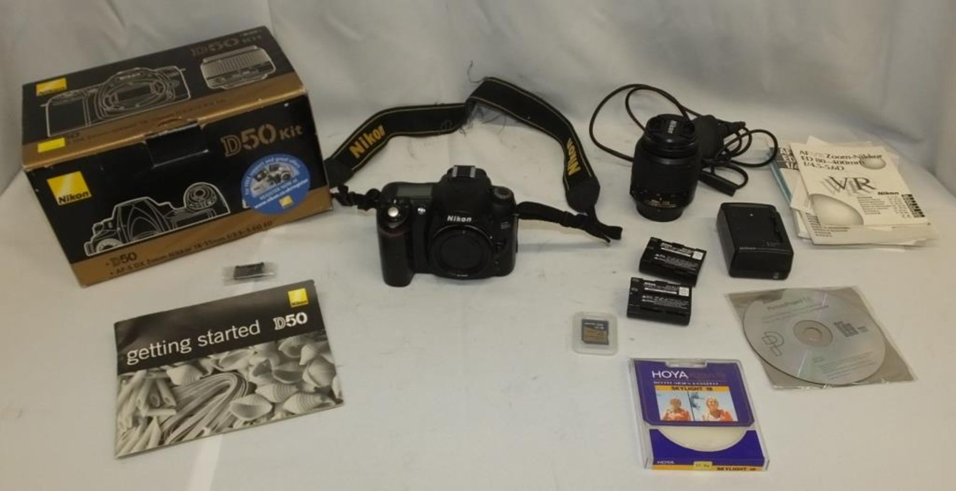 Nikon D50 camera body - serial 7418855 - 2x Batteries, 1x charger, 1x 1GB memory card and more