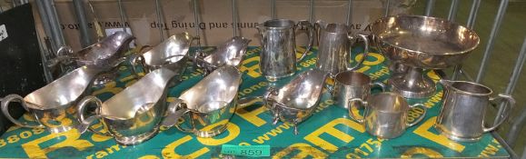 EPNS Milk Jugs & gravy boats, sugar bowls, stand