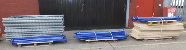 Racking assembly - Grey uprights, Blue beams - 21x Uprights H 2000mm x W 600mm, 58x Beams