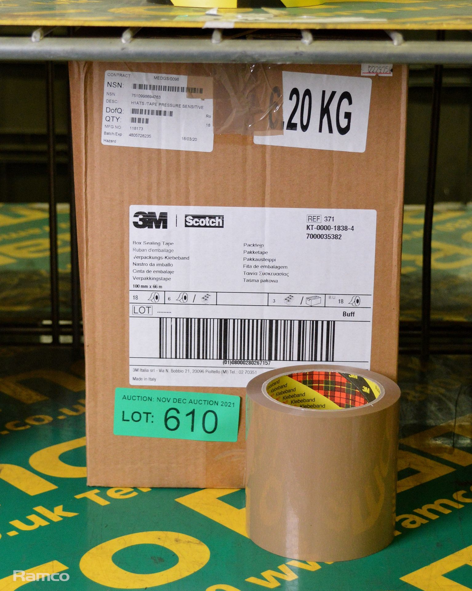 3M Scotch box sealing tape 100mm x 66M - 18 per box - 1 box