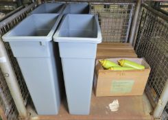 Various Catering Equipment - 4 x Grey Plastic Bins, 48x TSI Diner Squeeze Bottles 32oz