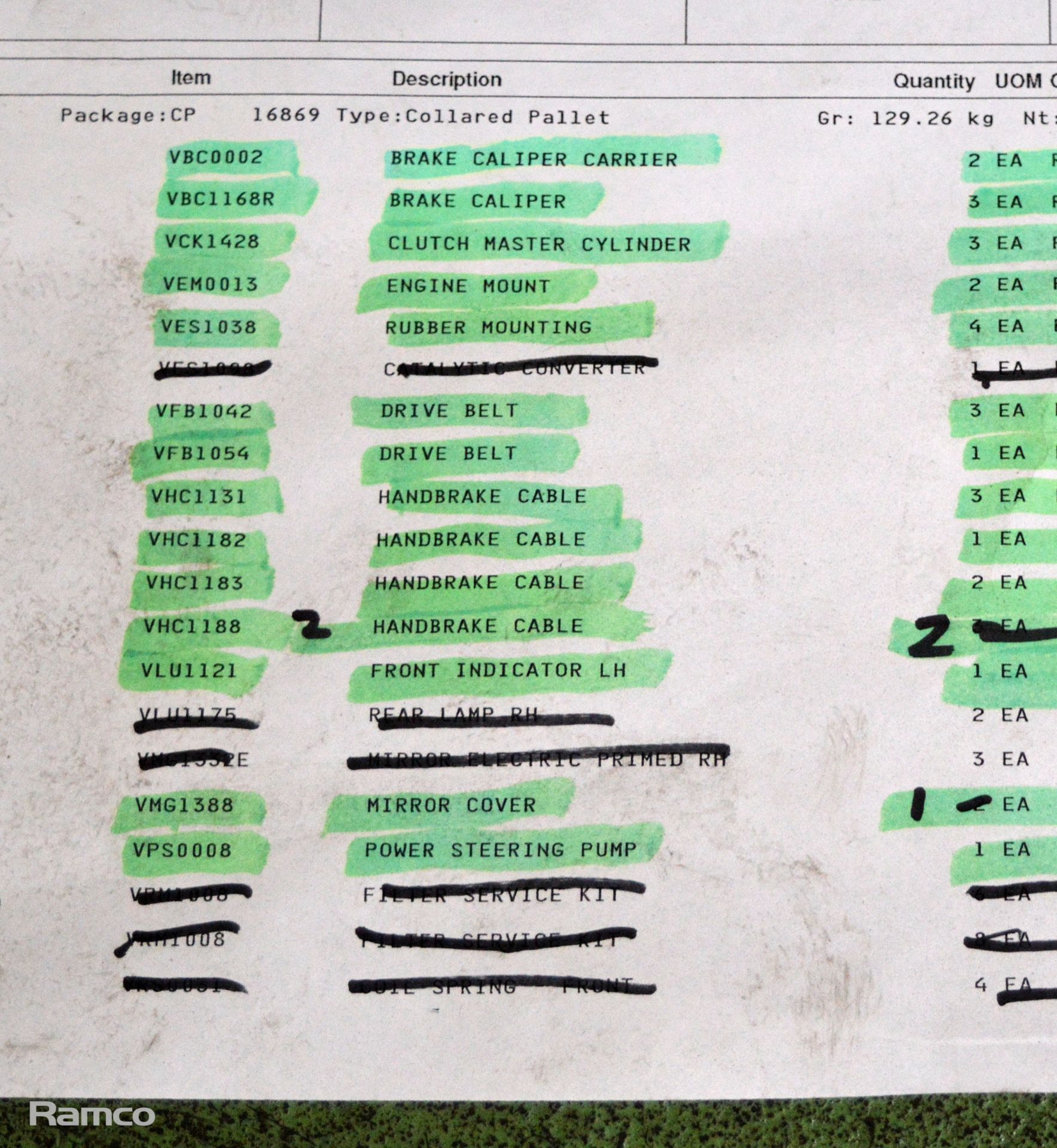 Vehicle parts - Brake cable, rubber mounting, belt sets - see picture for itinerary - Image 4 of 5