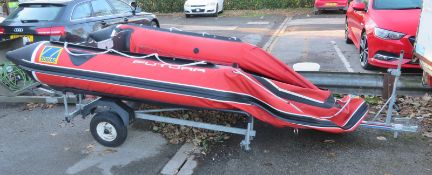 Zodiac MK2CFGT inflatable boat on Snipe trailer (boat has a leaky bowtube and doesn't full