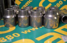 9x Heavy duty socket heads - various sizes