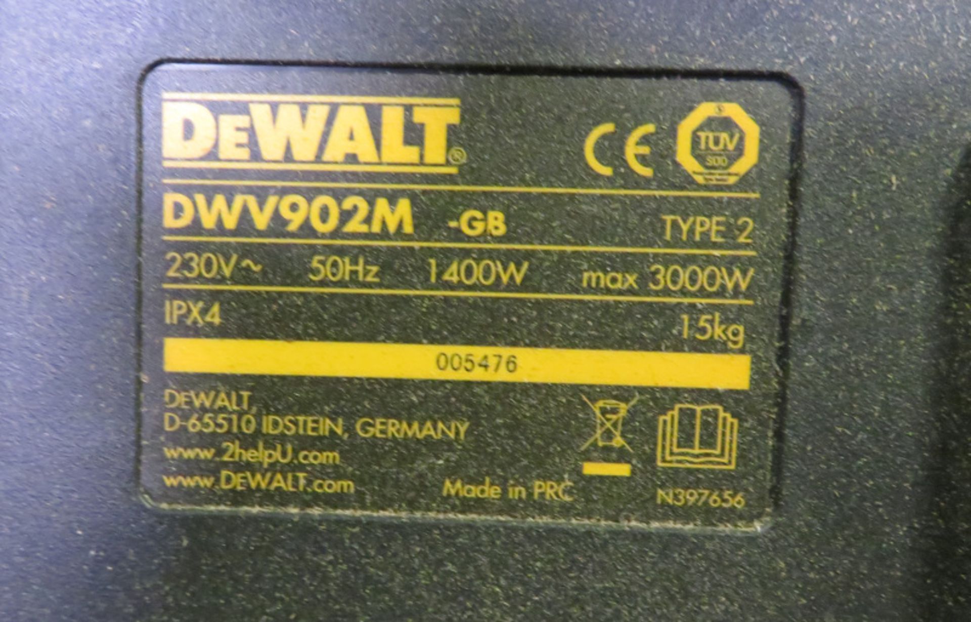 Dewalt DWV902M Mass Dust Extractor - 1400W - 240v - Type 2 - Image 4 of 5