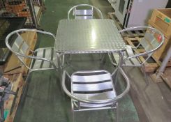 Square Table - L 700mm x W 700mm x H 700mm with 4 Metal Chairs