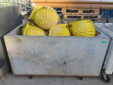 4x Fibreglass quad floats in metal storage bin