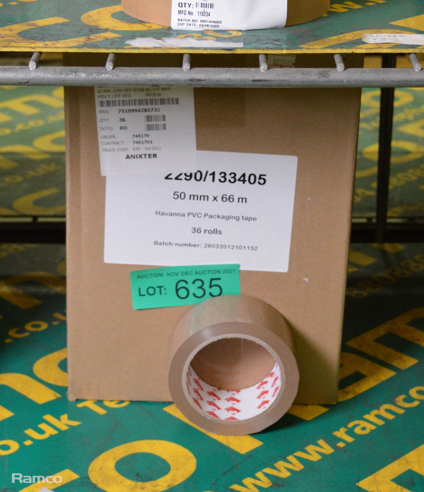 Scapa 2290 Havanna PVC packaging tape - 50mm x 66M - 36 rolls per box - 1 box