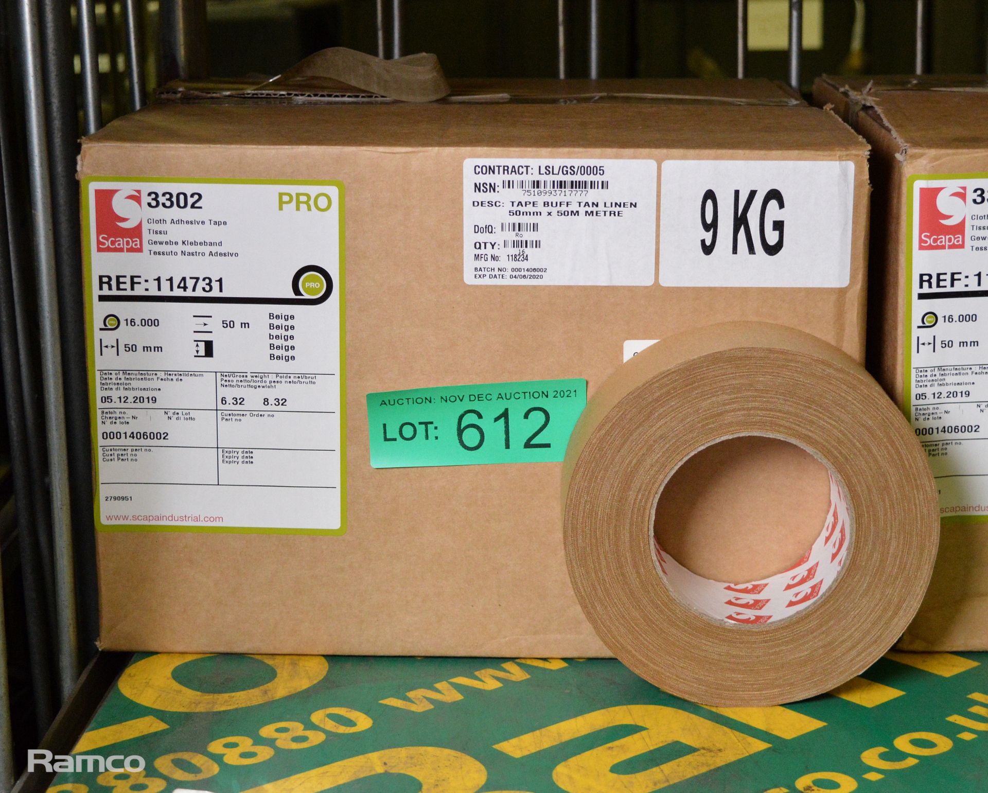 Scapa 3302 cloth adhesive tape 50mm x 50M - 16 per box - 1 box