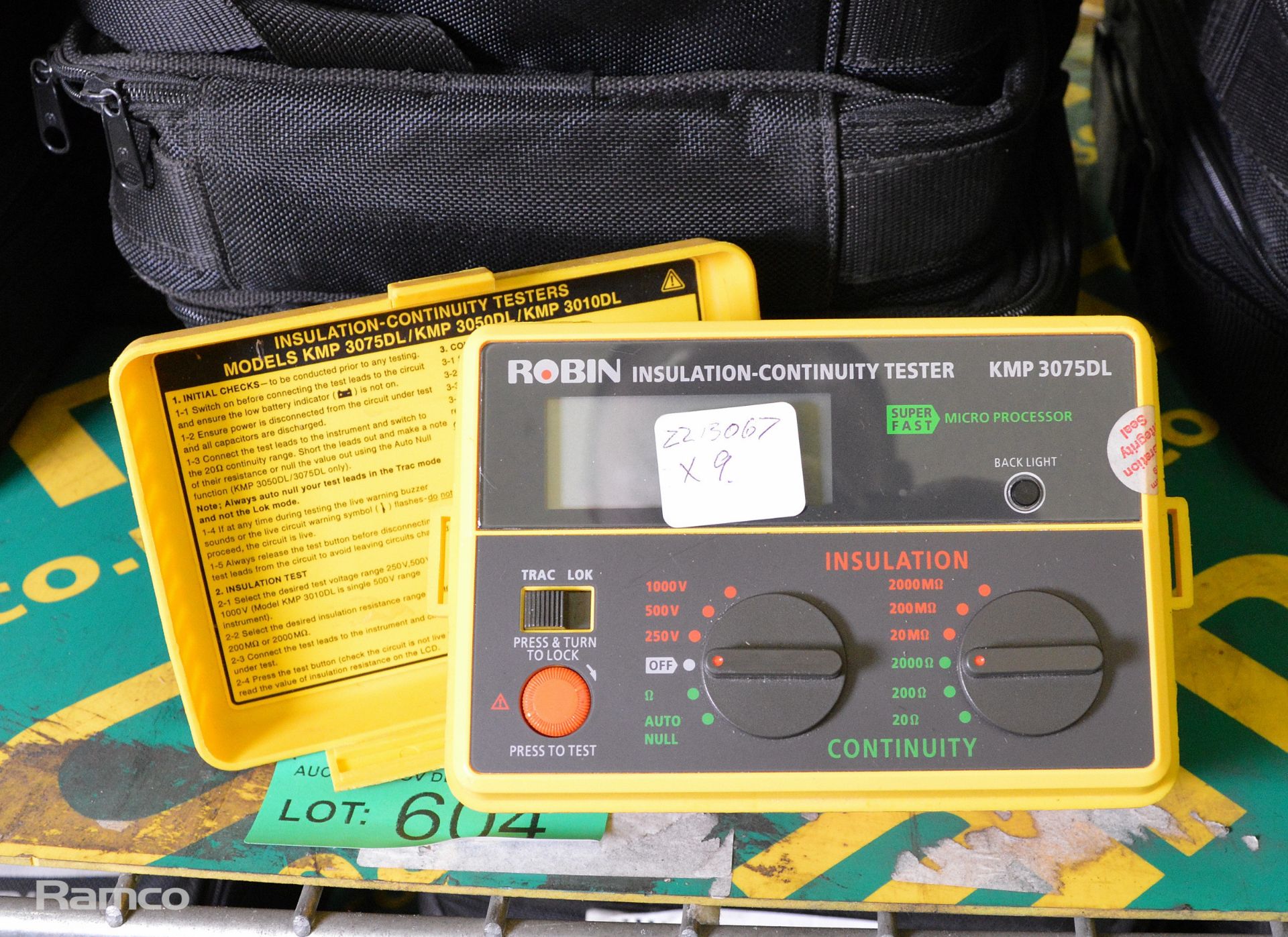 9x Robin Kmp 3075 DCL Continuity And Insulation GP testers in carry bags - Image 2 of 6