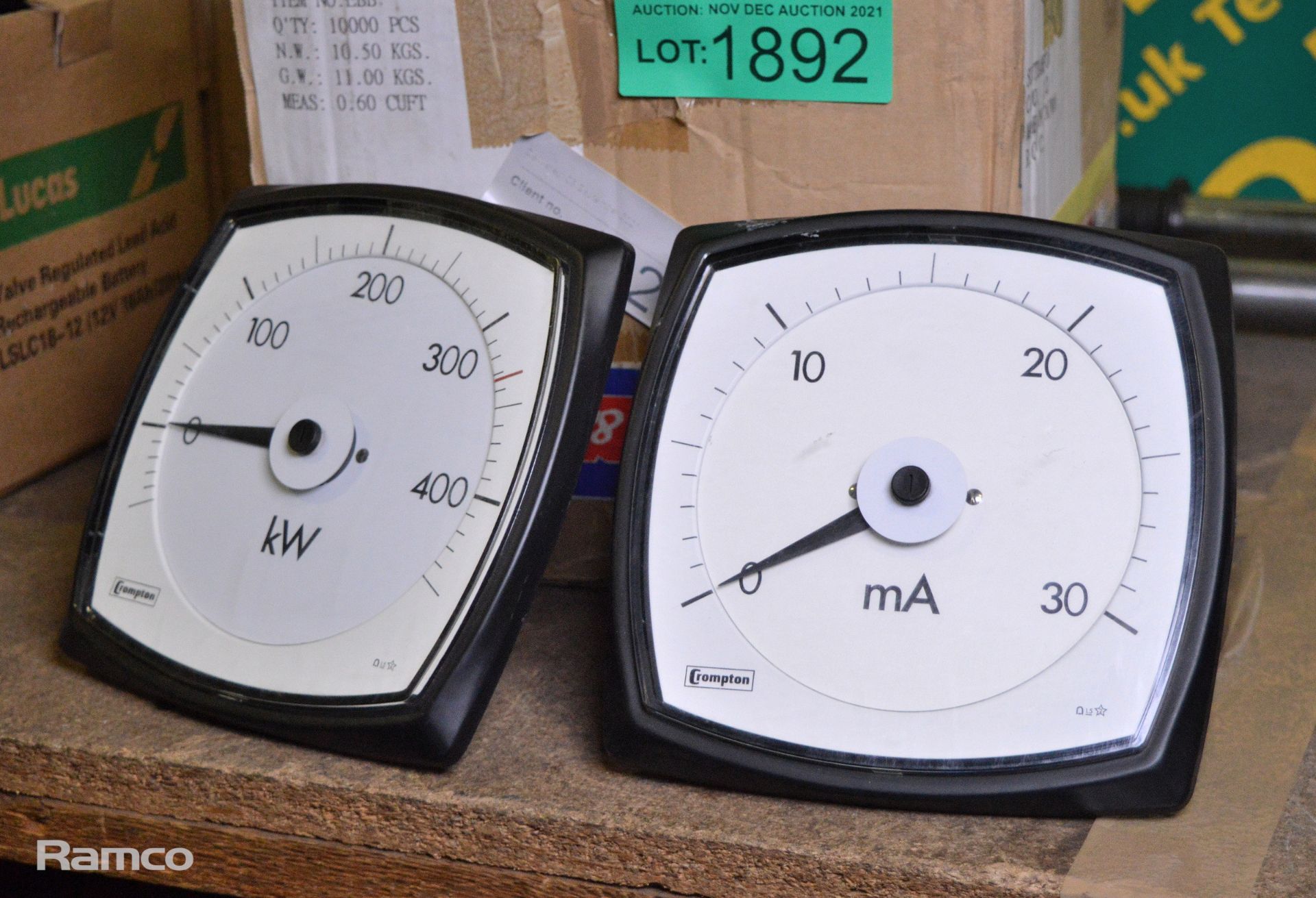 1x mA dial gauge, 1x kW dial gauge - Image 2 of 2