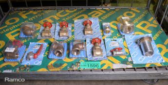 Various boat fittings - ball, gate valves and bronze elbows
