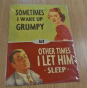 Metal Wall Sign 400mm x 300mm - Sometimes I wake up grumpy